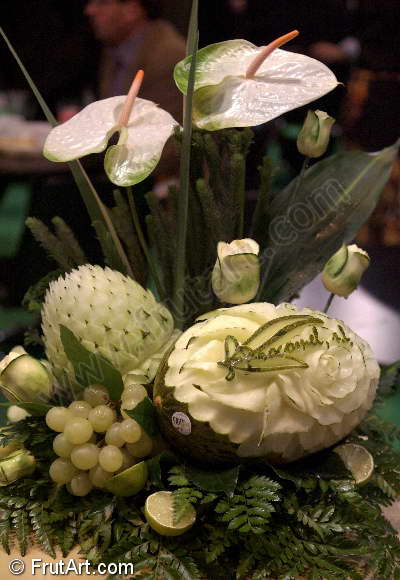 Melons. FrutArt. Galerie d'images. Sculpture fruits. Fruit Art.